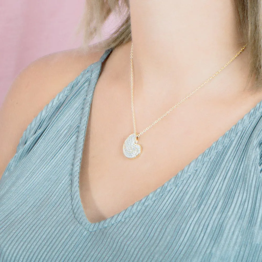 Pavé Nautilus Shell Pendant