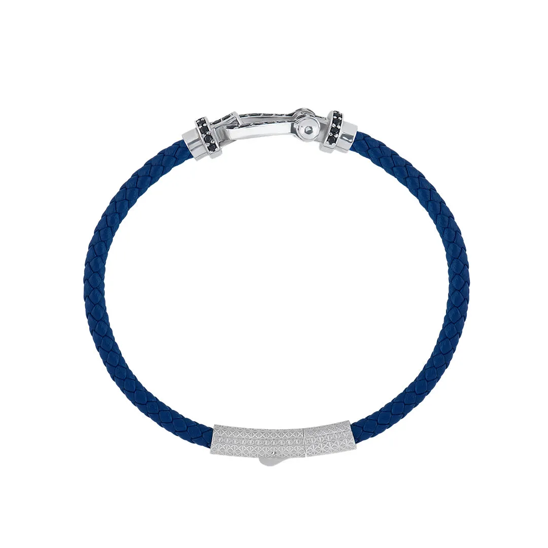 Pave Buckle Leather Bracelet in Silver