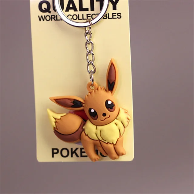 Pikachu Keychain Pocket Monsters Key Holder Pokemon Go Key Ring Pendant 3D Mini Charmander Squirtle Bulbasaur Figure Toys