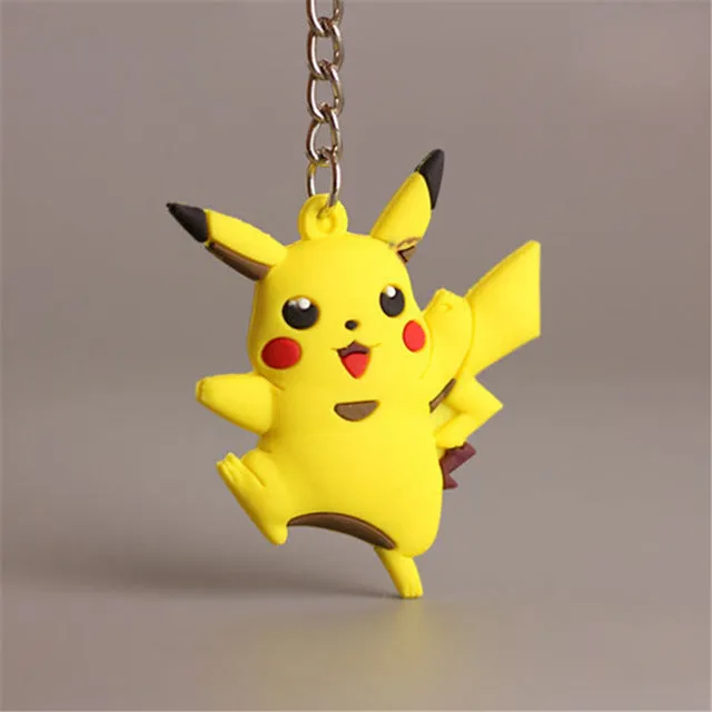 Pikachu Keychain Pocket Monsters Key Holder Pokemon Go Key Ring Pendant 3D Mini Charmander Squirtle Bulbasaur Figure Toys