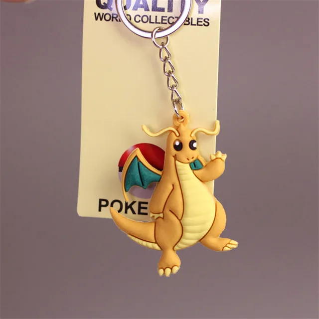 Pikachu Keychain Pocket Monsters Key Holder Pokemon Go Key Ring Pendant 3D Mini Charmander Squirtle Bulbasaur Figure Toys