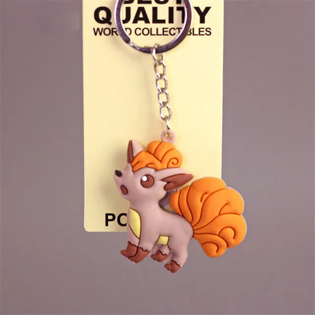 Pikachu Keychain Pocket Monsters Key Holder Pokemon Go Key Ring Pendant 3D Mini Charmander Squirtle Bulbasaur Figure Toys