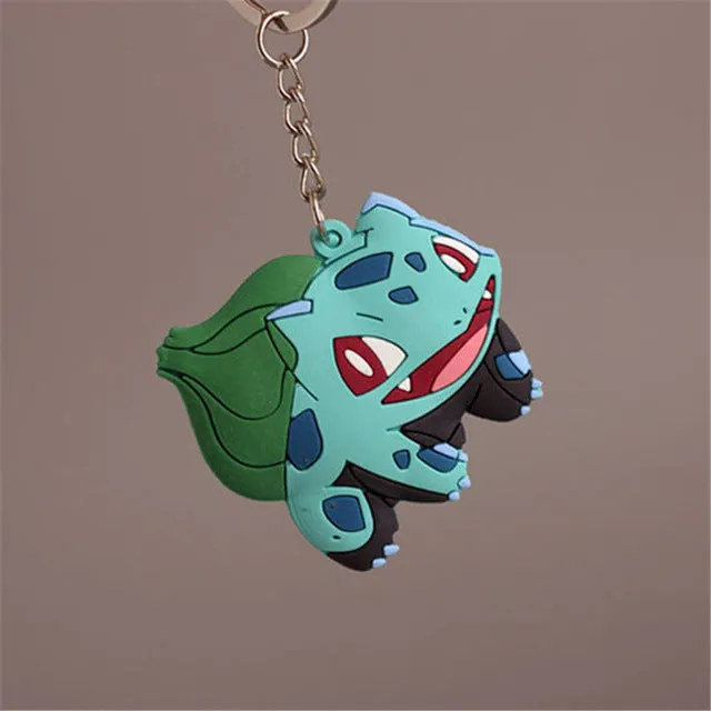 Pikachu Keychain Pocket Monsters Key Holder Pokemon Go Key Ring Pendant 3D Mini Charmander Squirtle Bulbasaur Figure Toys