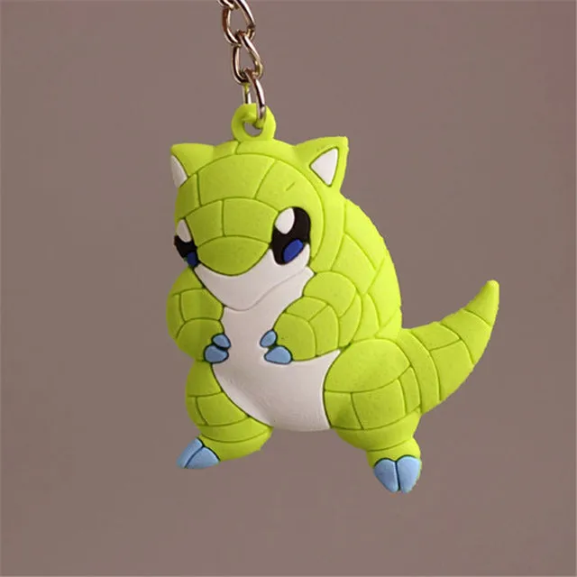 Pikachu Keychain Pocket Monsters Key Holder Pokemon Go Key Ring Pendant 3D Mini Charmander Squirtle Bulbasaur Figure Toys