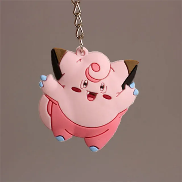 Pikachu Keychain Pocket Monsters Key Holder Pokemon Go Key Ring Pendant 3D Mini Charmander Squirtle Bulbasaur Figure Toys