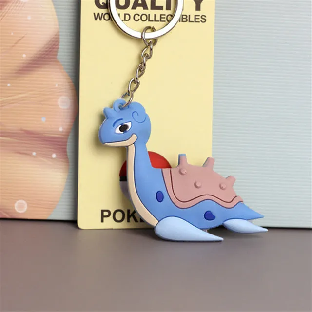 Pikachu Keychain Pocket Monsters Key Holder Pokemon Go Key Ring Pendant 3D Mini Charmander Squirtle Bulbasaur Figure Toys