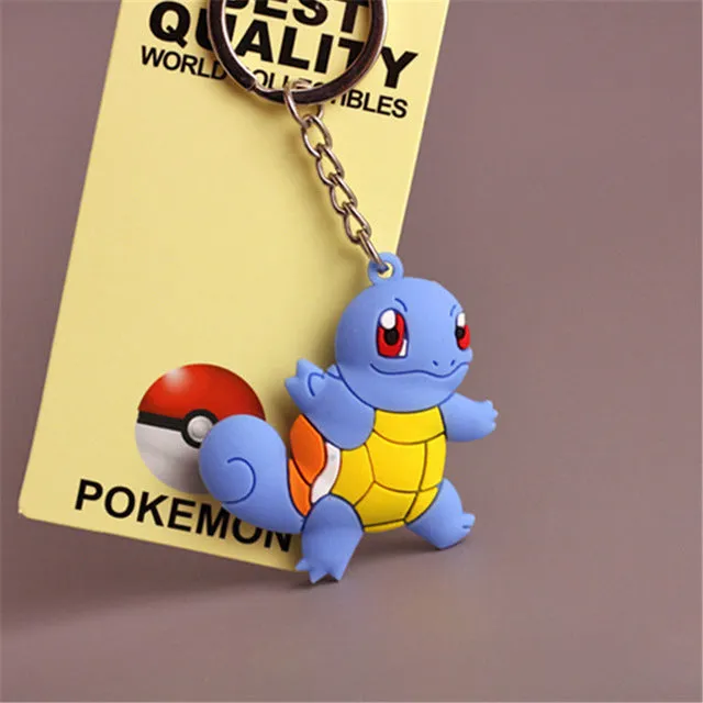 Pikachu Keychain Pocket Monsters Key Holder Pokemon Go Key Ring Pendant 3D Mini Charmander Squirtle Bulbasaur Figure Toys