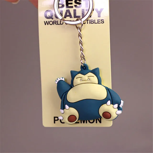 Pikachu Keychain Pocket Monsters Key Holder Pokemon Go Key Ring Pendant 3D Mini Charmander Squirtle Bulbasaur Figure Toys