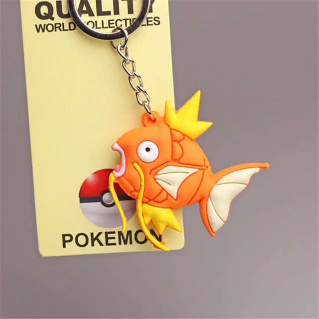 Pikachu Keychain Pocket Monsters Key Holder Pokemon Go Key Ring Pendant 3D Mini Charmander Squirtle Bulbasaur Figure Toys