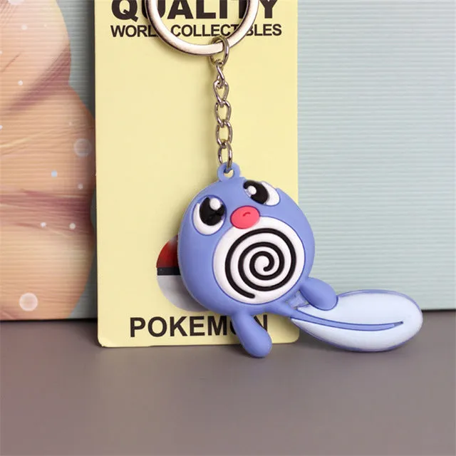 Pikachu Keychain Pocket Monsters Key Holder Pokemon Go Key Ring Pendant 3D Mini Charmander Squirtle Bulbasaur Figure Toys