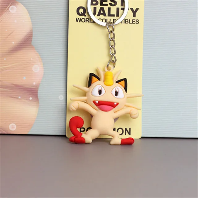 Pikachu Keychain Pocket Monsters Key Holder Pokemon Go Key Ring Pendant 3D Mini Charmander Squirtle Bulbasaur Figure Toys