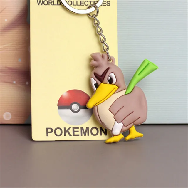 Pikachu Keychain Pocket Monsters Key Holder Pokemon Go Key Ring Pendant 3D Mini Charmander Squirtle Bulbasaur Figure Toys