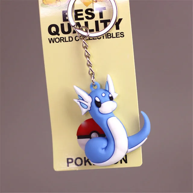 Pikachu Keychain Pocket Monsters Key Holder Pokemon Go Key Ring Pendant 3D Mini Charmander Squirtle Bulbasaur Figure Toys