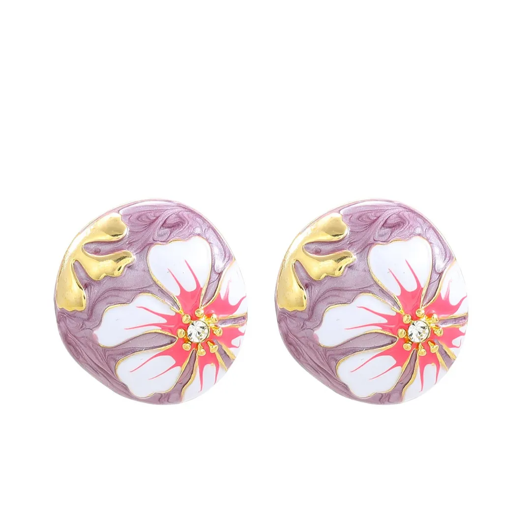 Pre Order:  Bohemian Flower Dripping Oil Enamel Earrings