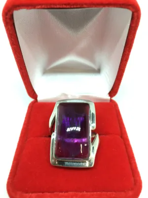 Premium Quality Deep Purple Amethyst Ring with 925 Sterling Silver