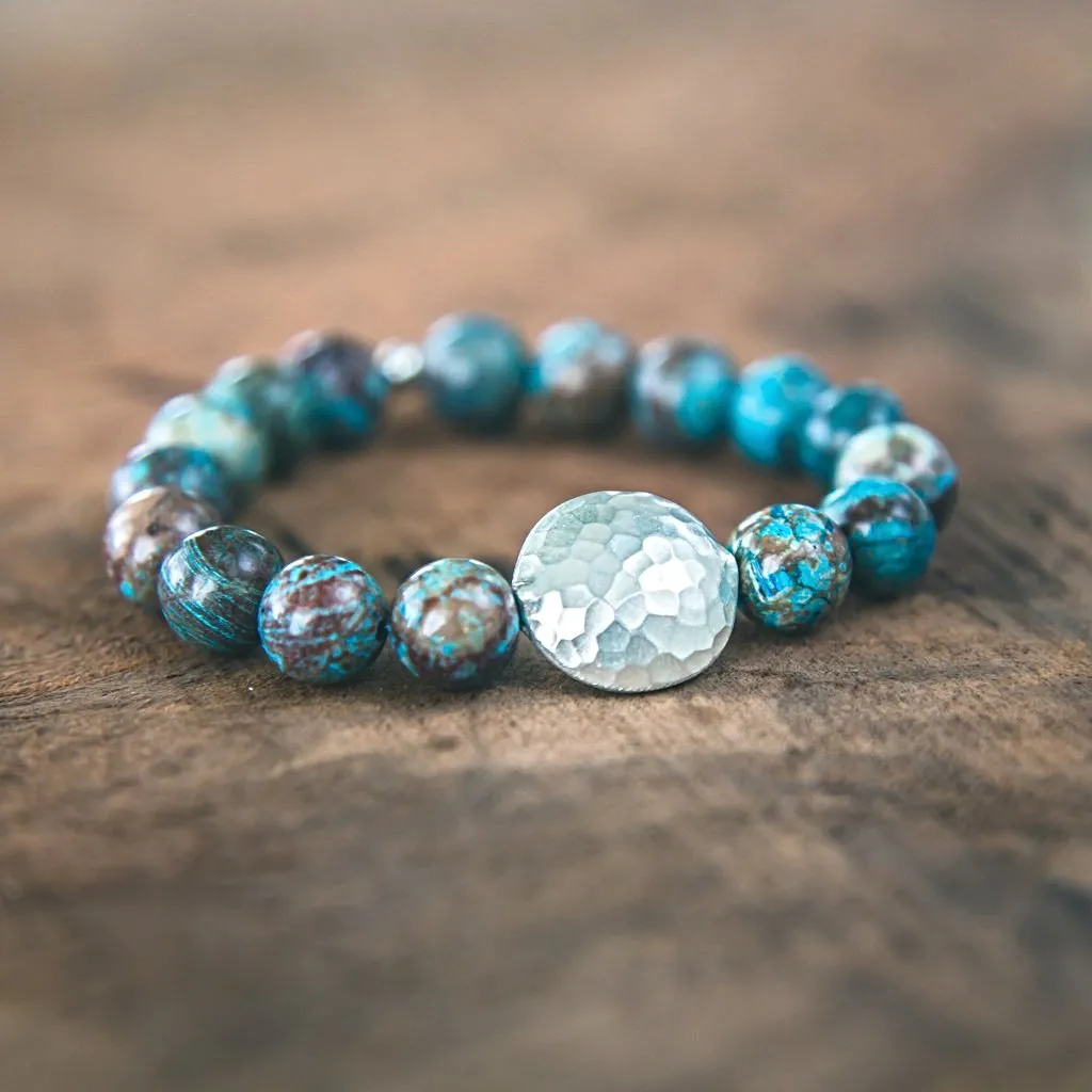 Prosperity: Blue Lace Agate Hill Tribe Silver Bracelet