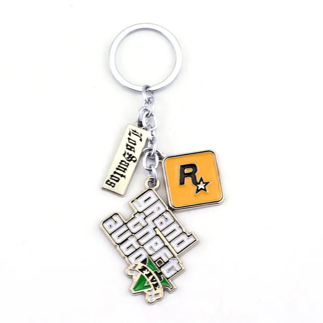 PS4 GTA 5 Game keychain Hot Sale ! Grand Theft Auto 5 Key Chain For Fans Xbox PC Rockstar Key Ring Holder 4.5cm Jewelry Llaveros