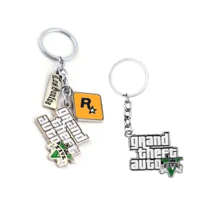 PS4 GTA 5 Game keychain Hot Sale ! Grand Theft Auto 5 Key Chain For Fans Xbox PC Rockstar Key Ring Holder 4.5cm Jewelry Llaveros