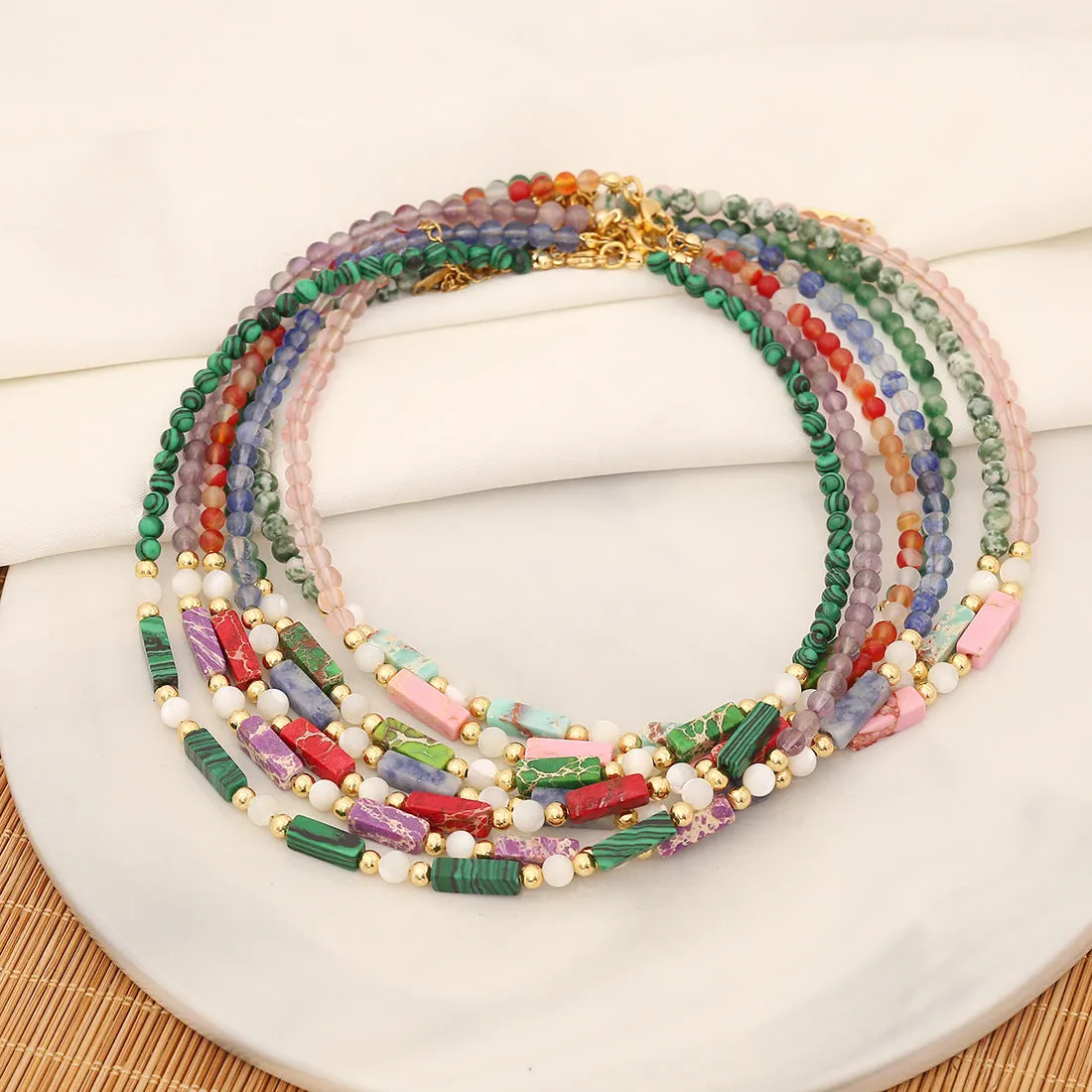 Quadrilateral Geometric Natural Stone Handmade Necklaces