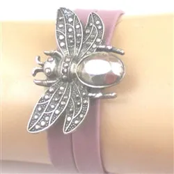 Radiant Orchid Beetle Leather Bracelet