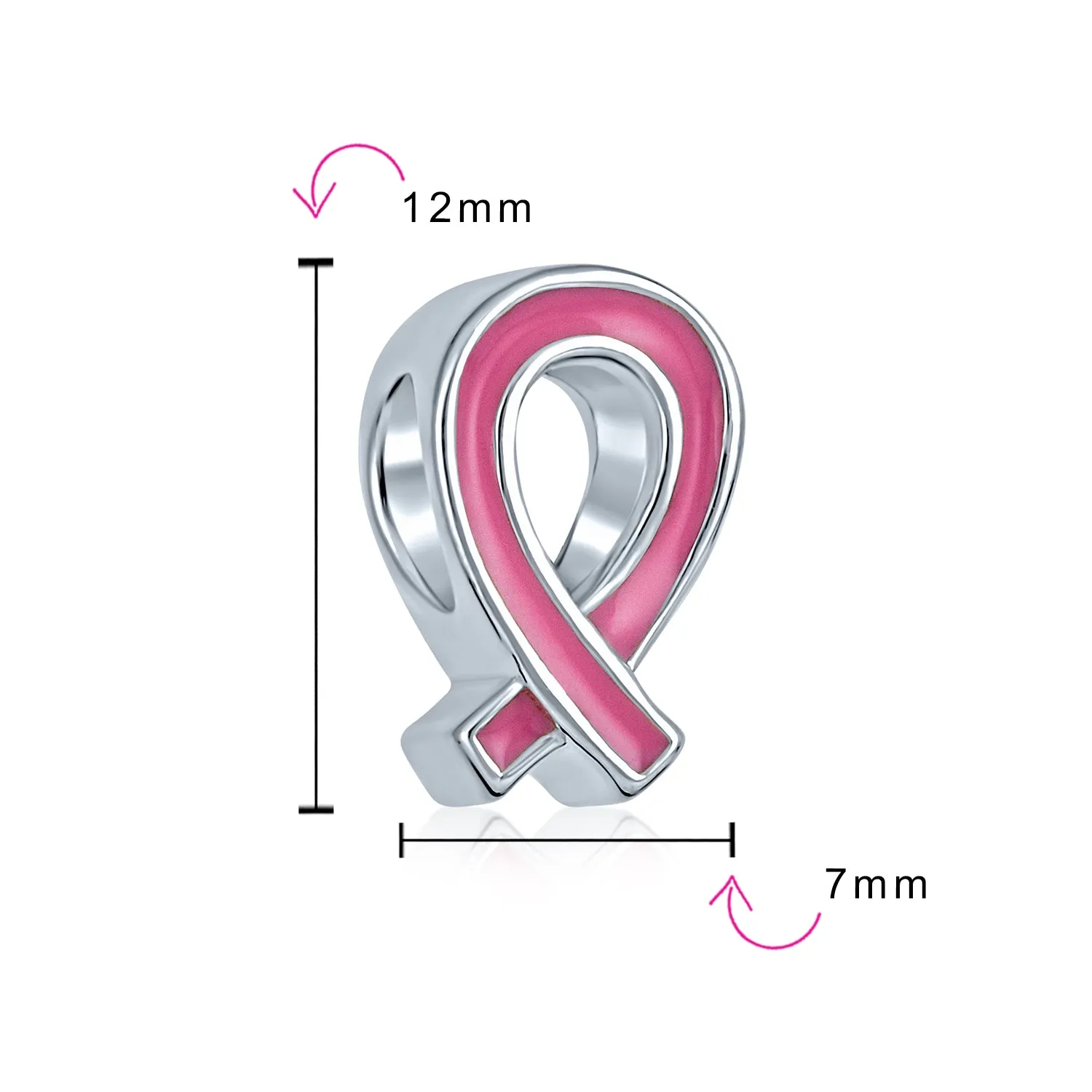 Radiant Pink Ribbon Hope Breast Cancer Survivor Charm Bead - Sterling Silver