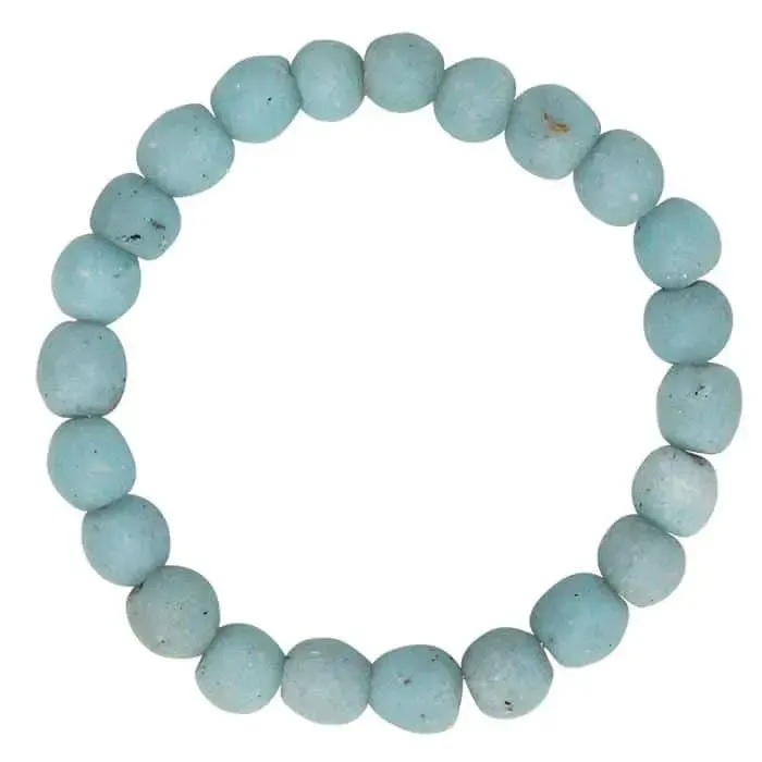 Recycled Glass Pearl Bracelet - Light Blue