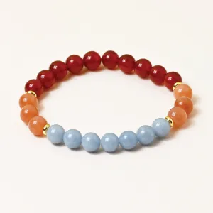 Red Agate, Sunstone and Blue Angel Stone Bracelet