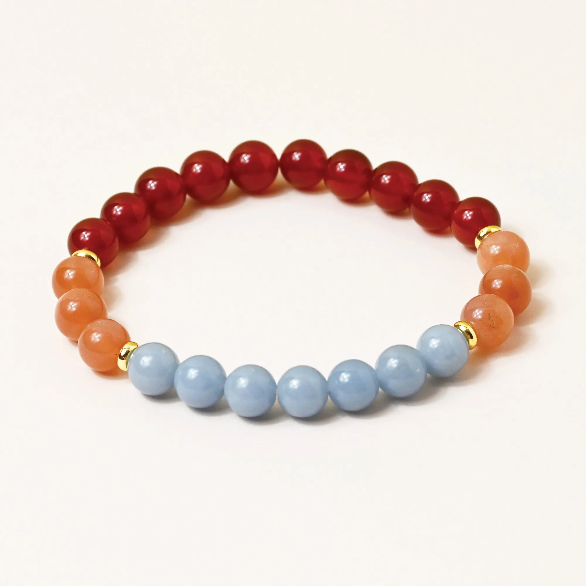 Red Agate, Sunstone and Blue Angel Stone Bracelet