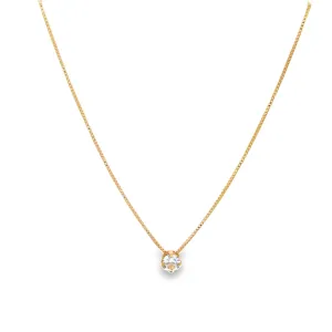 Round CZ Stone Charm Dainty Box Necklace (G169)