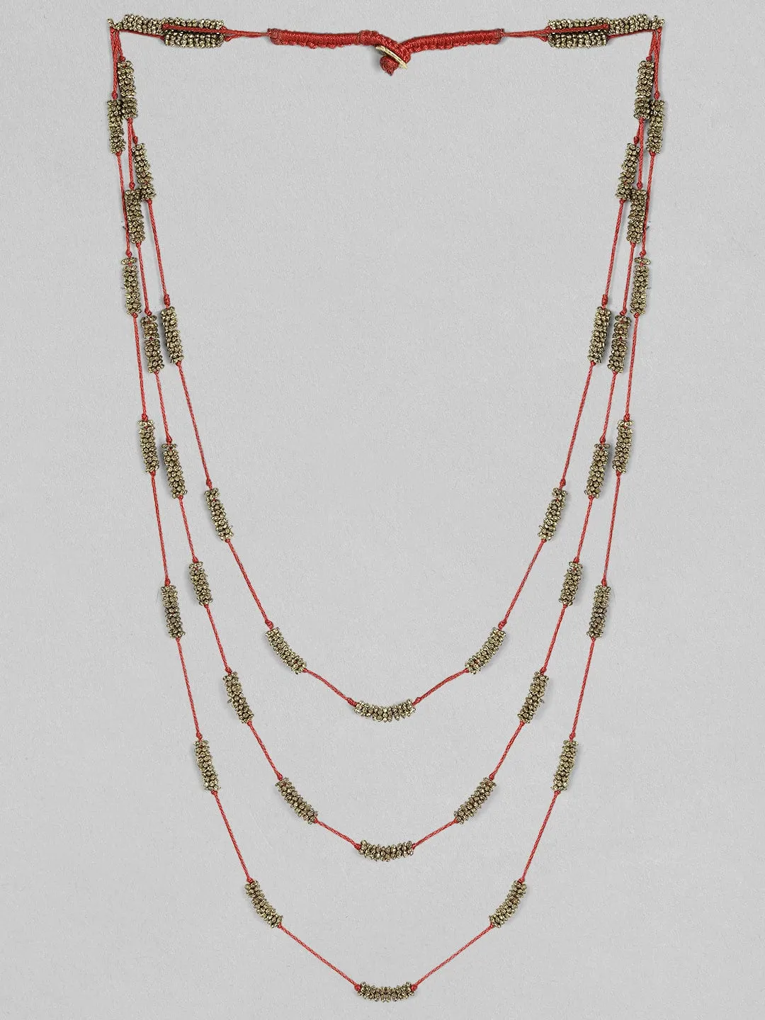 Rubans Voguish Antique Polished Red Multi layered necklace.