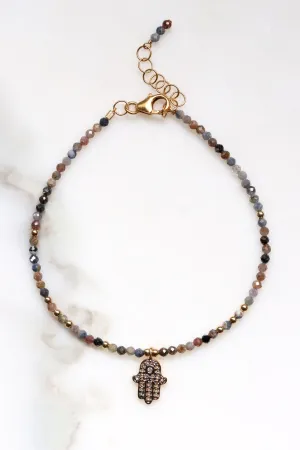 Ruby Sapphire Hamsa Bracelet