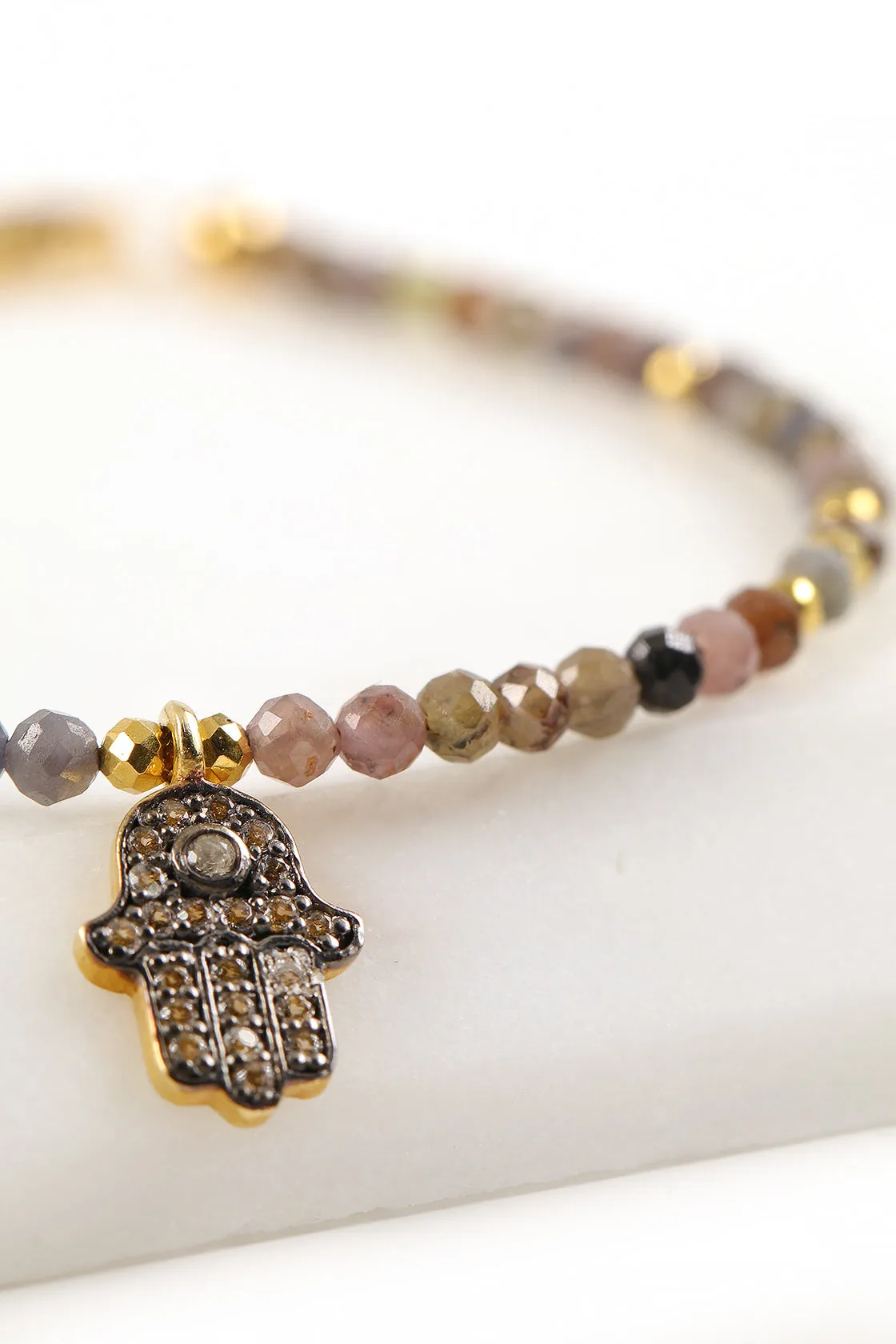 Ruby Sapphire Hamsa Bracelet