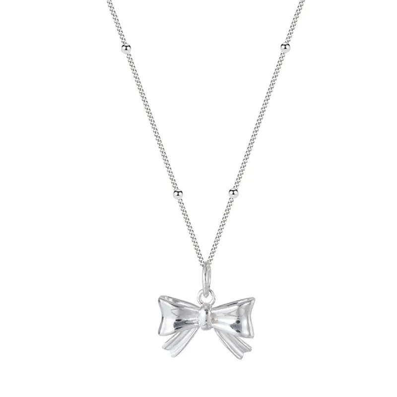 S925 Sterling Silver Bow Necklace