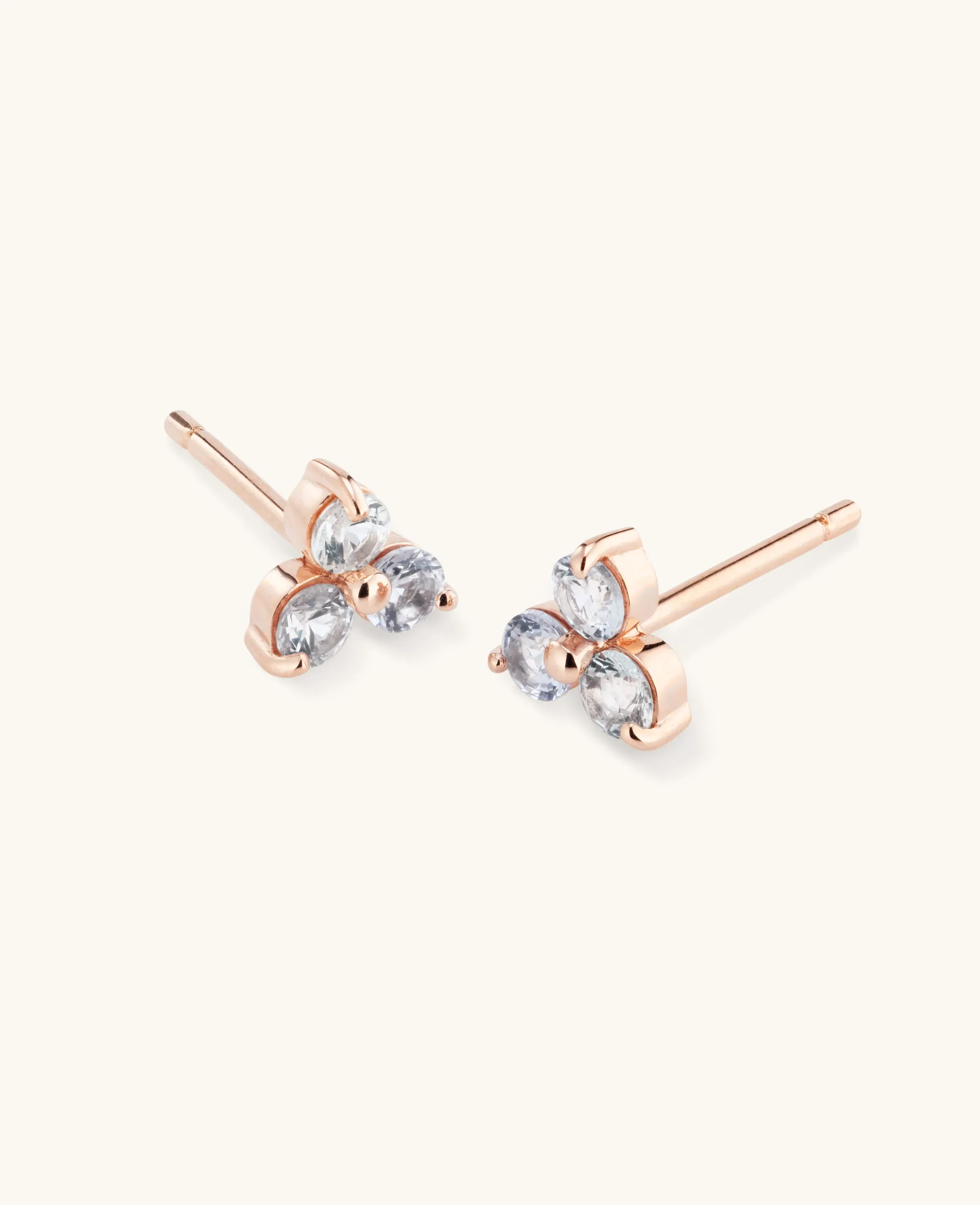 Sapphire Large Fleur Studs Rose Gold