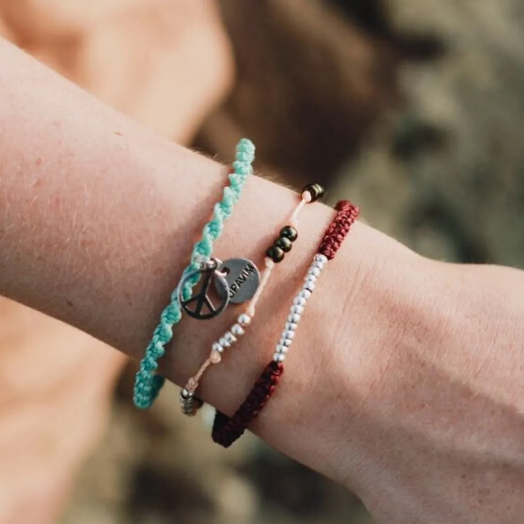 Set of Three Macrame and Bead Bracelets