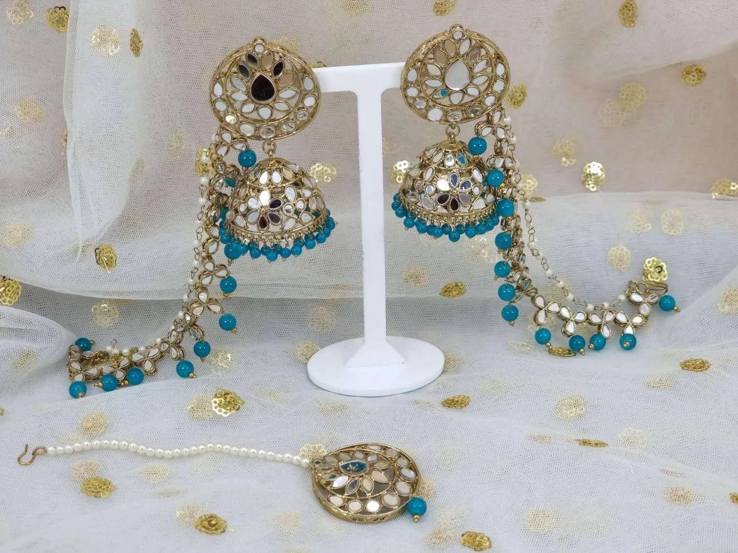 Sharon Earring and Tikka Set Teal