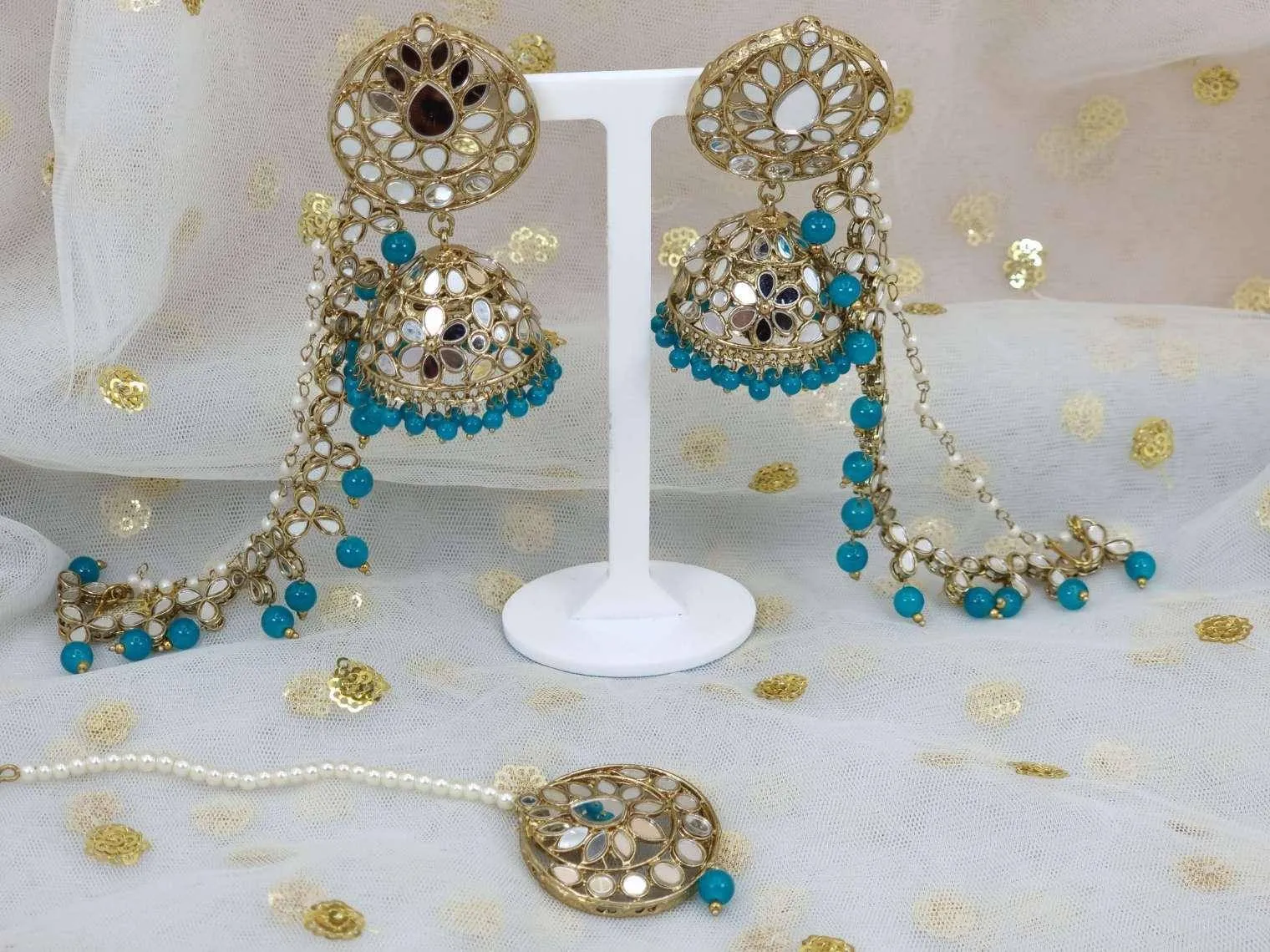 Sharon Earring and Tikka Set Teal