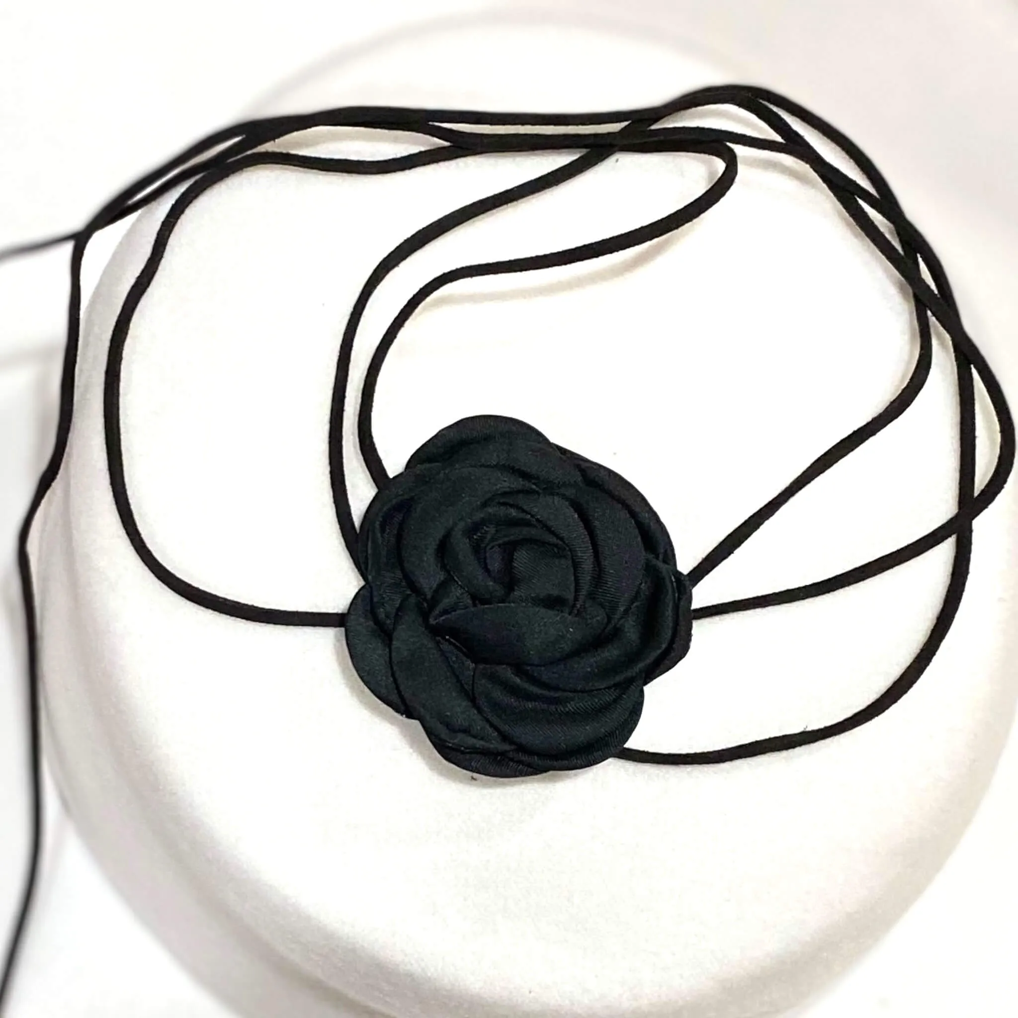 Silk Rose Leather Wrap Choker