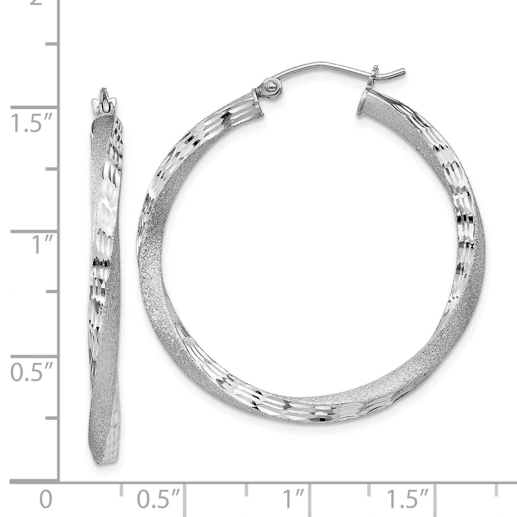 Silver 3MM Polished D.C Twisted Hoop Earrings