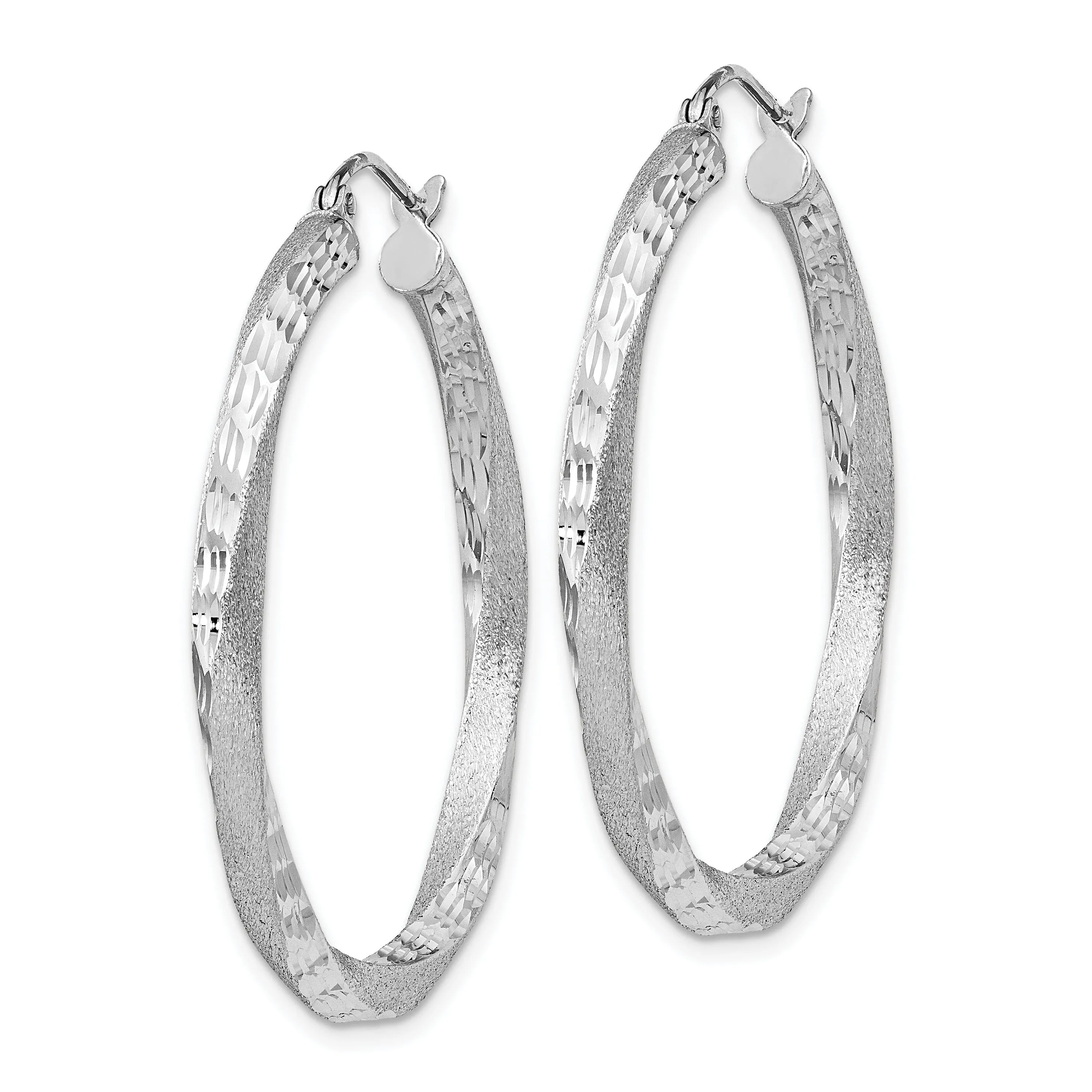 Silver 3MM Polished D.C Twisted Hoop Earrings