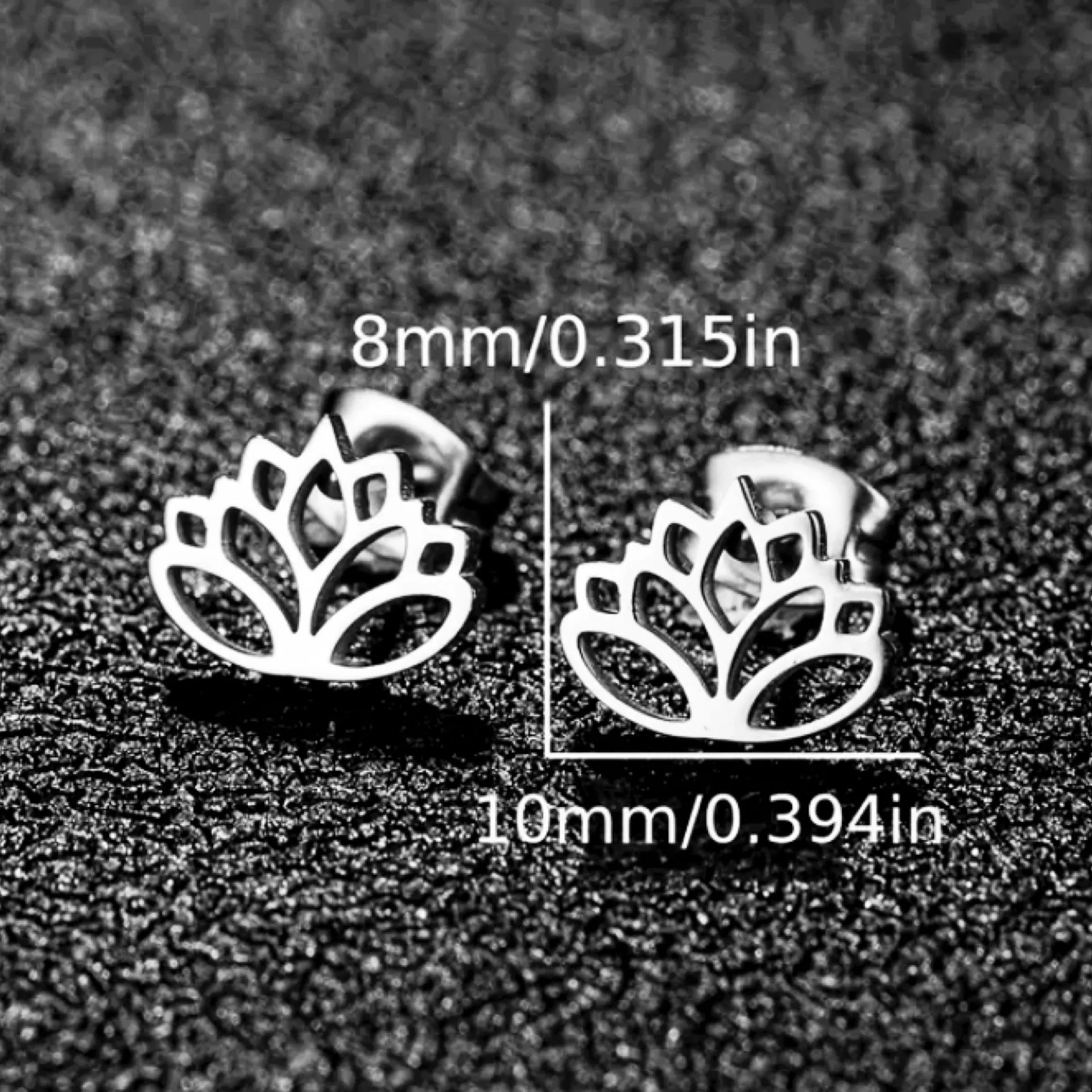 Silver Cutout Lotus Flower Stud Earrings