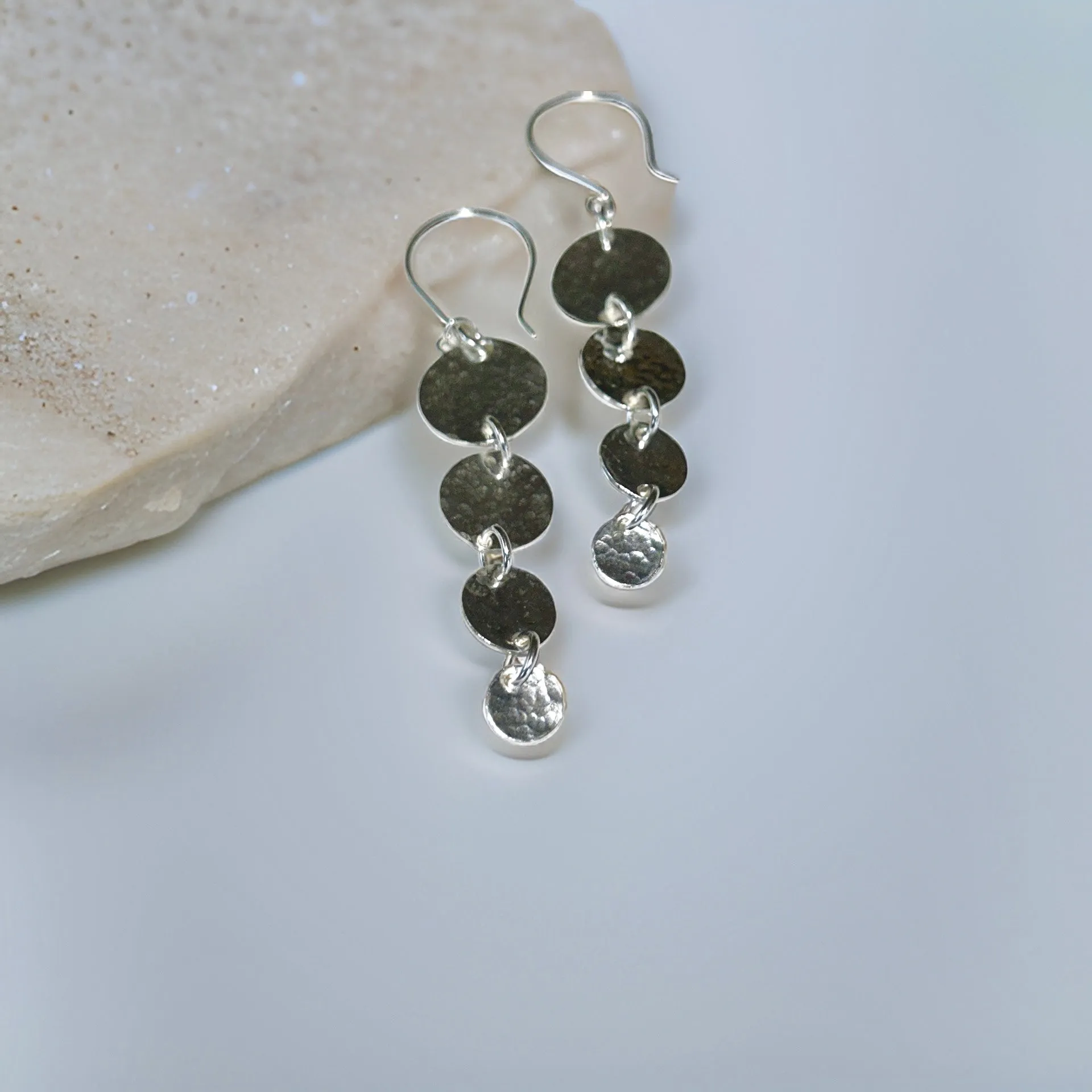 Silver Drop Earrings Long