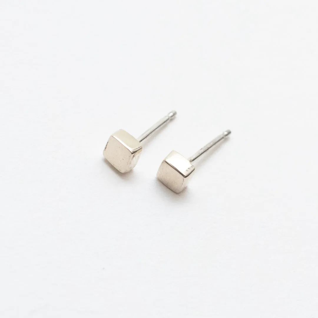 Silver Extra Small Cube Studs