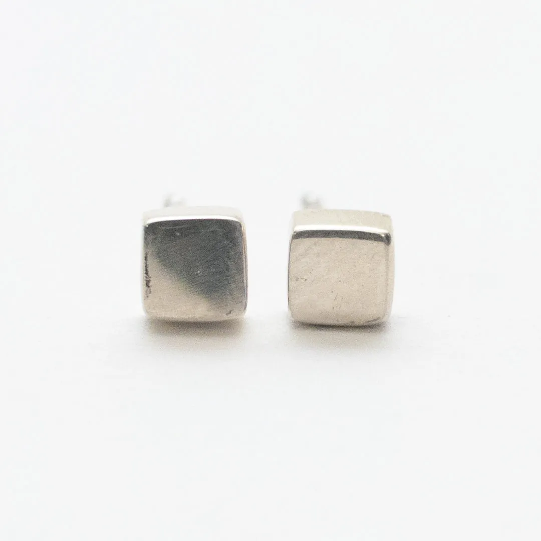 Silver Extra Small Cube Studs