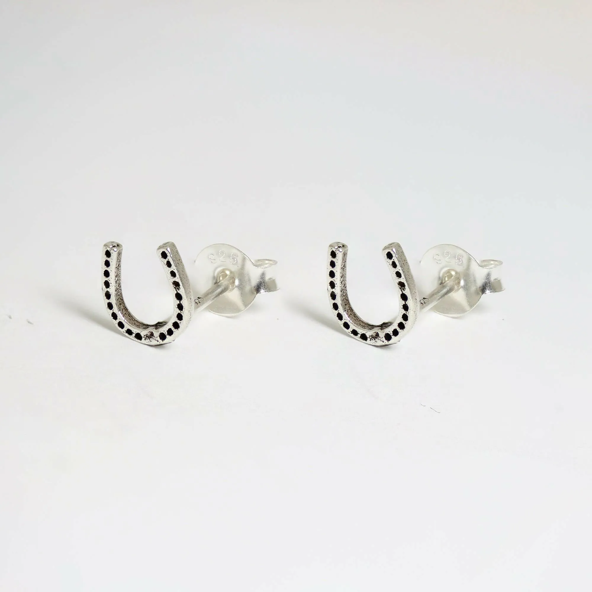 Silver Monogram Horse Shoe Studs - Perfect Gift for Equestrian Enthusiasts