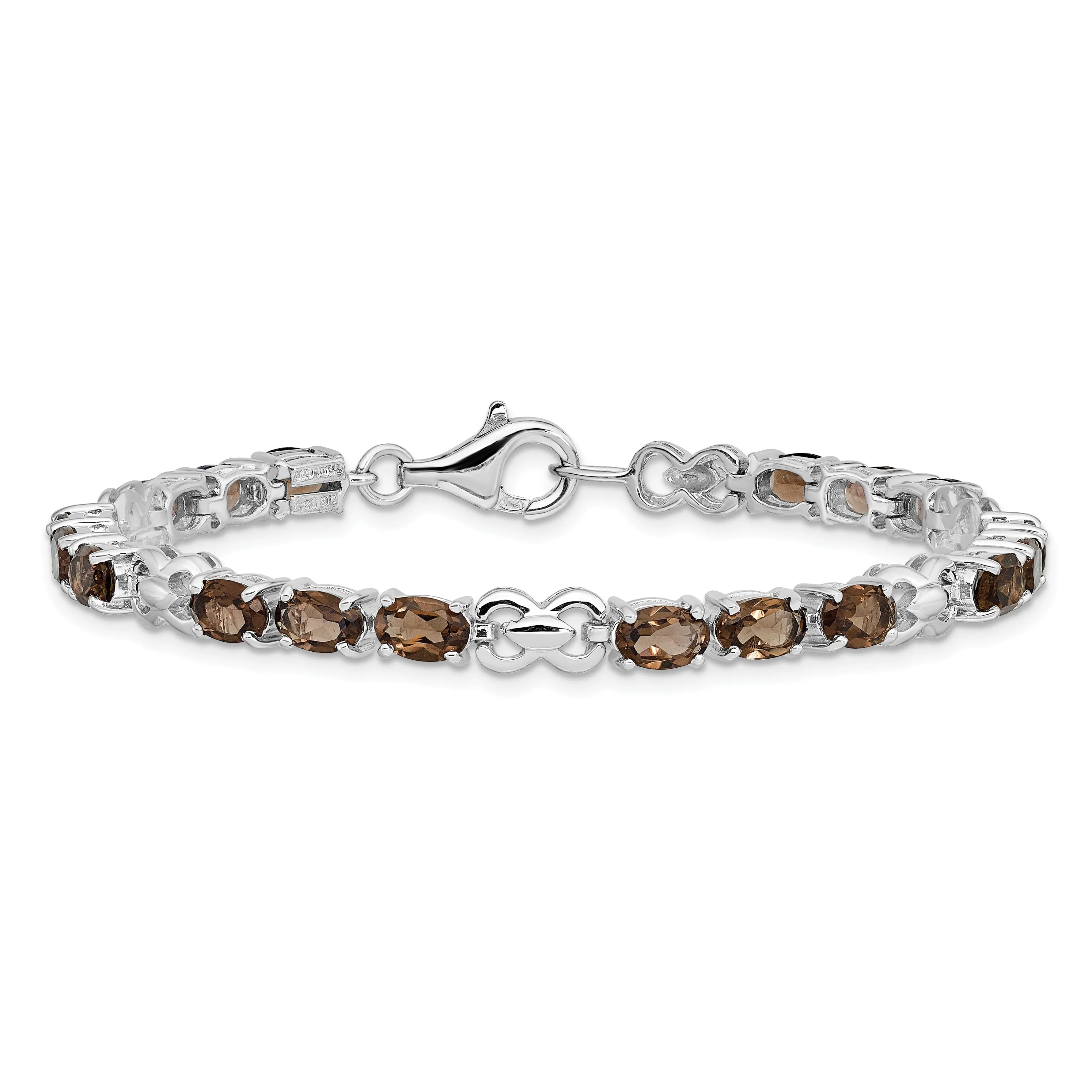 Silver Oval Smoky Quartz Gemstone Bracelet