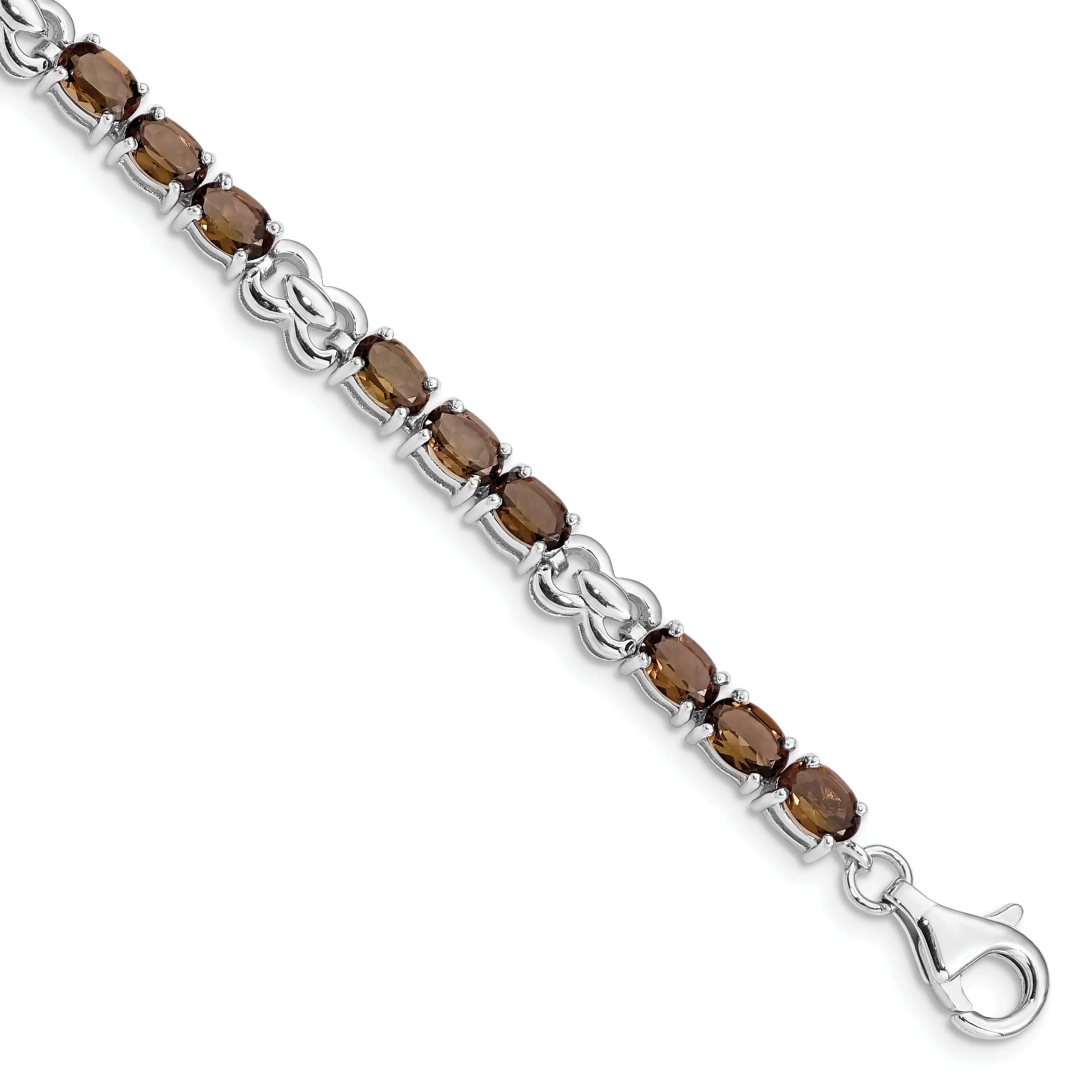 Silver Oval Smoky Quartz Gemstone Bracelet