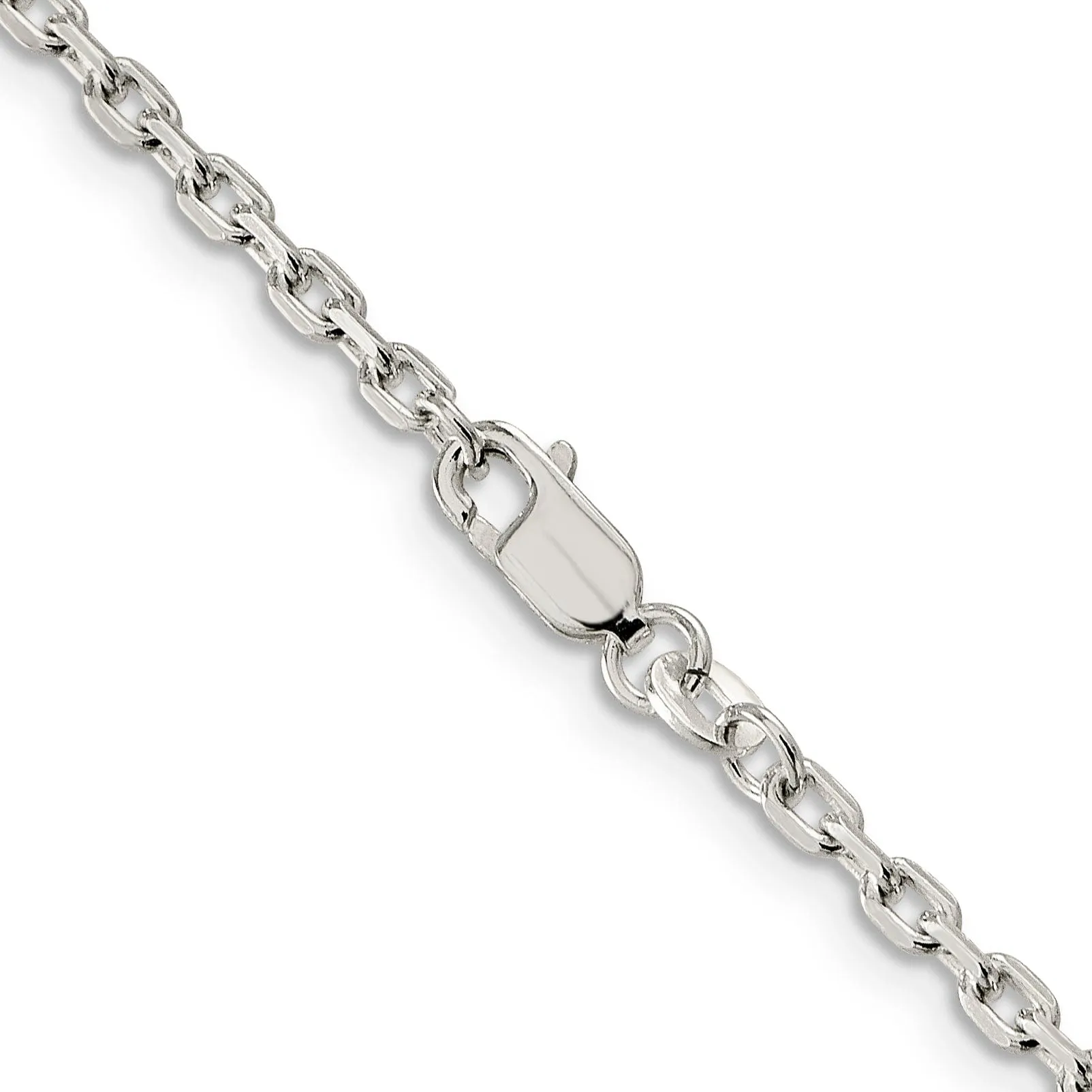 Silver Polished 2.75mm Beveled Oval Cable Chain