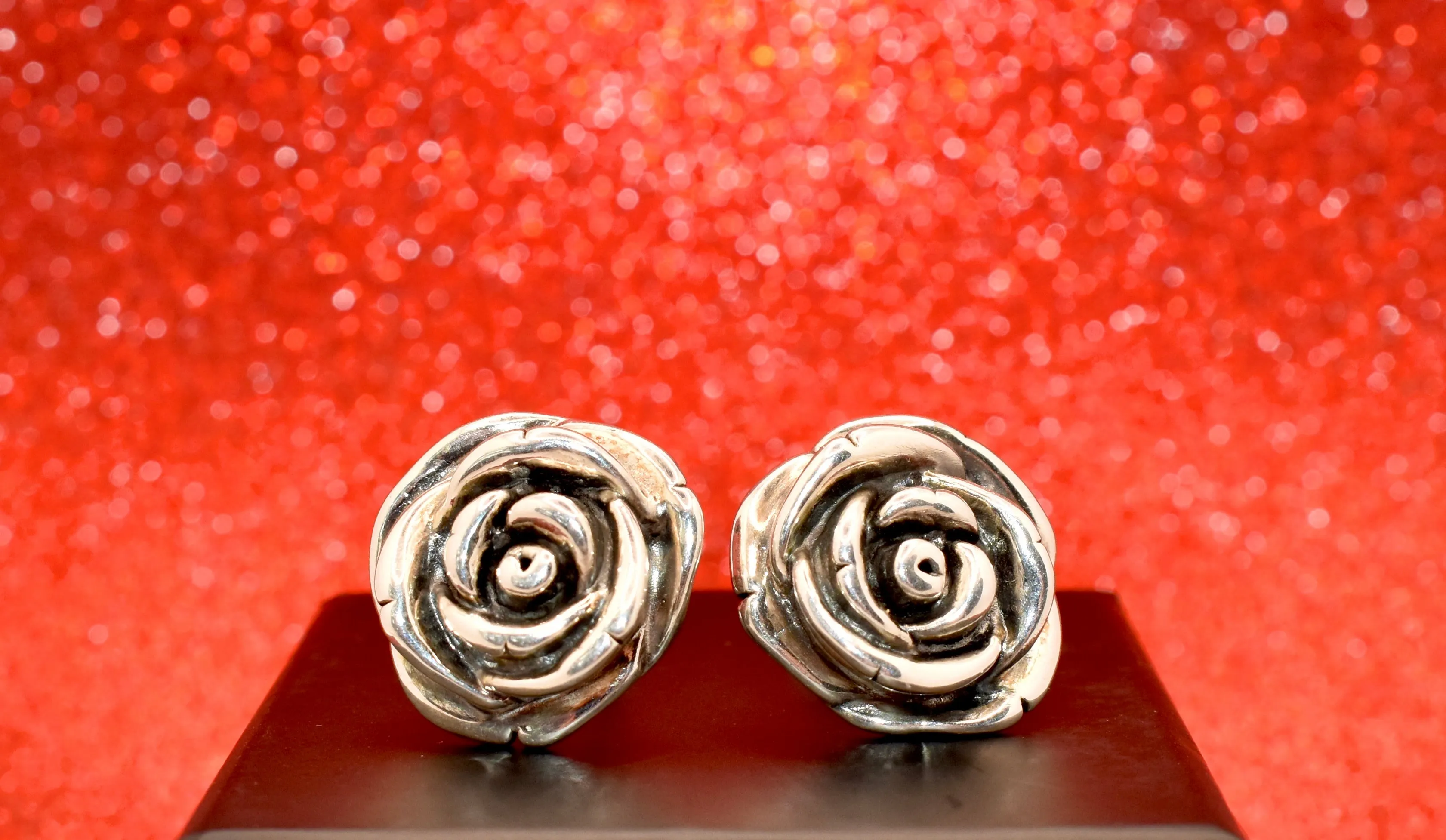 Silver Rose Studs