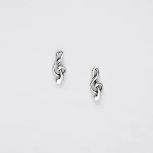 Silver Treble Clef Ear Studs - Elegant Musical Note Earrings